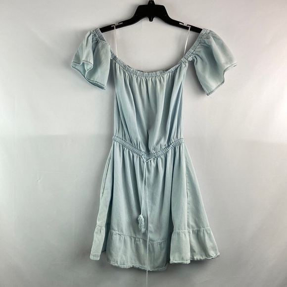 Carole Christian Collection vintage faded denim off shoulder dress Small - Picture 1 of 10